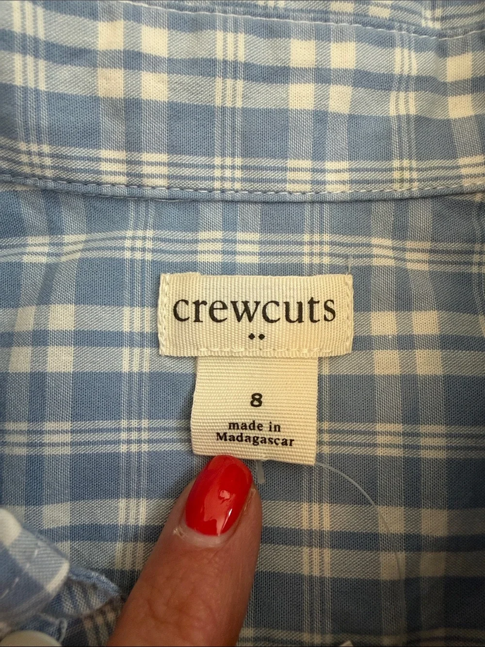 NWT J. Crew crew cuts, button-down plaid shirt, 8